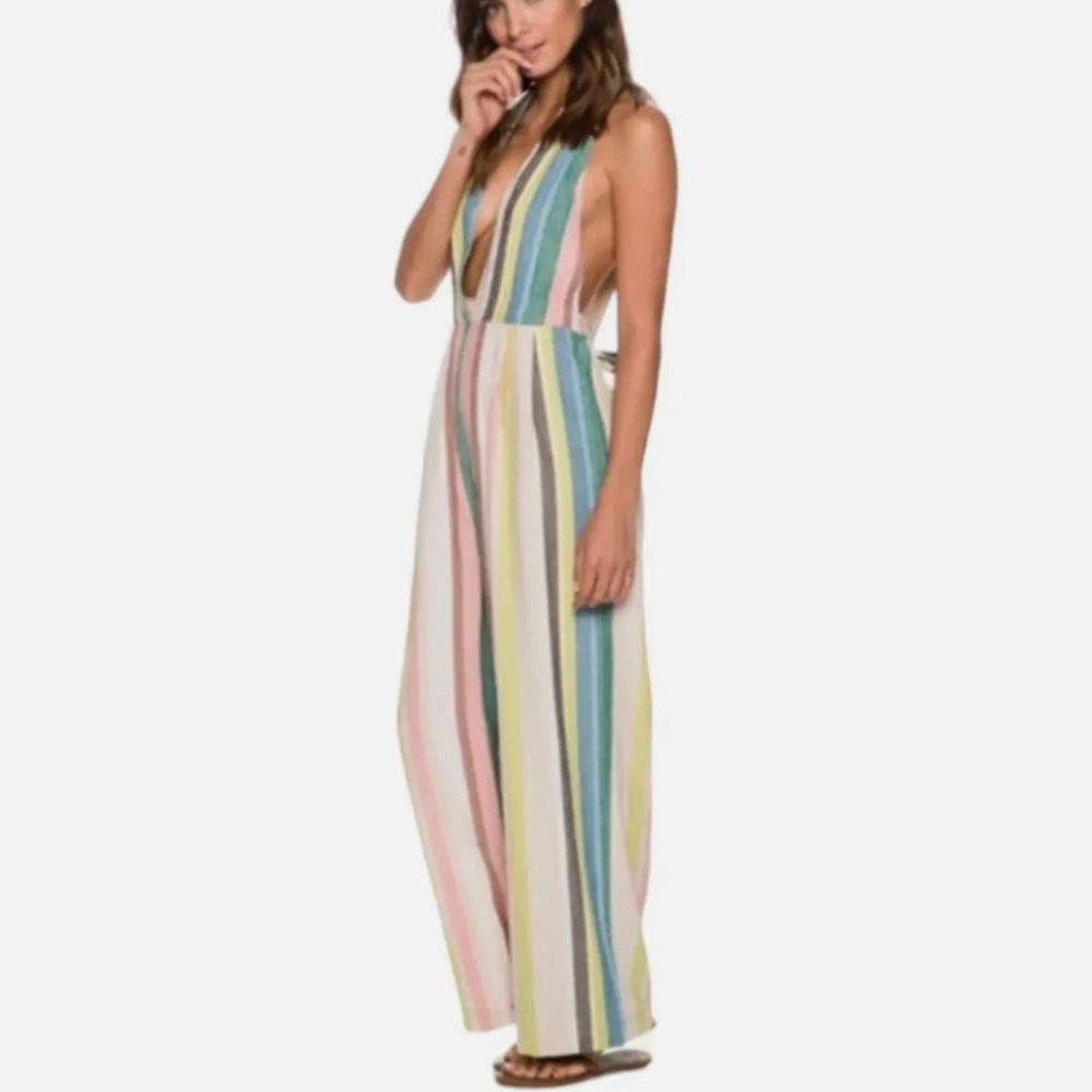 Free People My Kind of Woman Multicolor Striped Jumpsuit Overalls - Size 4